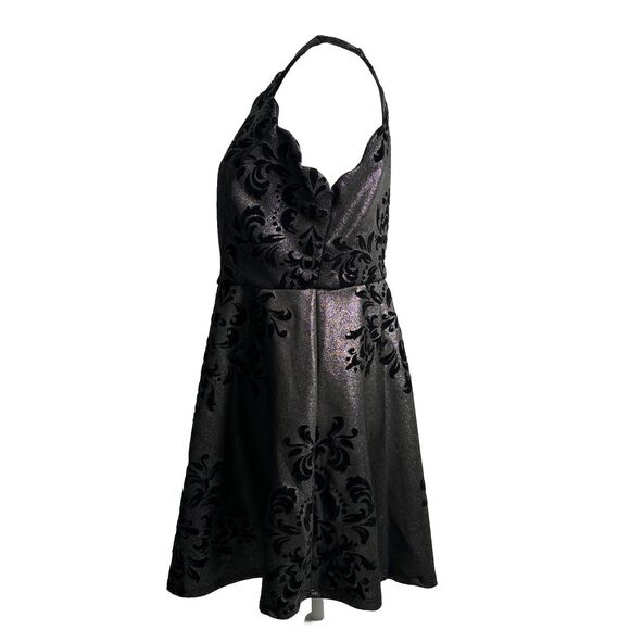 Fairygoth Silver And Black dress Velvet Design Fit and Flare Whimsigoth SZ XL - Picture 5 of 12